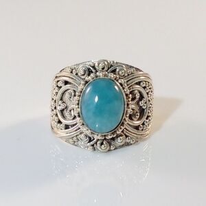 Bali Larimar Ring Sterling Silver Size 7